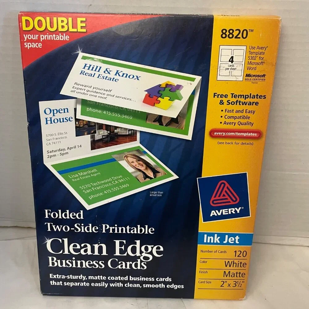 Avery 8820 Folded Two-Side Printable Clean Edge Business Cards 2